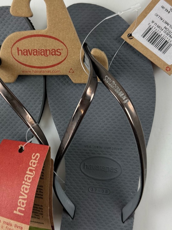 Havaianas Sandals Gray Steel Metallic Graphite Womens 7/8W Flip Flops Thong NWT - Picture 7 of 11